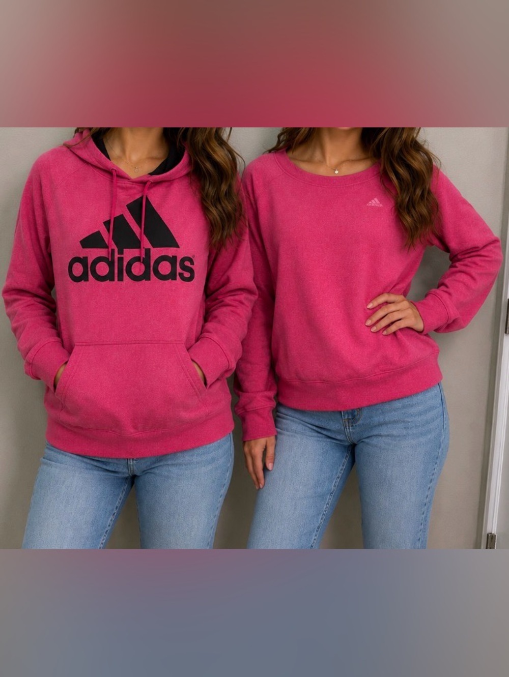Adidas Bundle Sweatshirt Hoodie Adult Small Women’s Pink Climawarm Fleece Crew